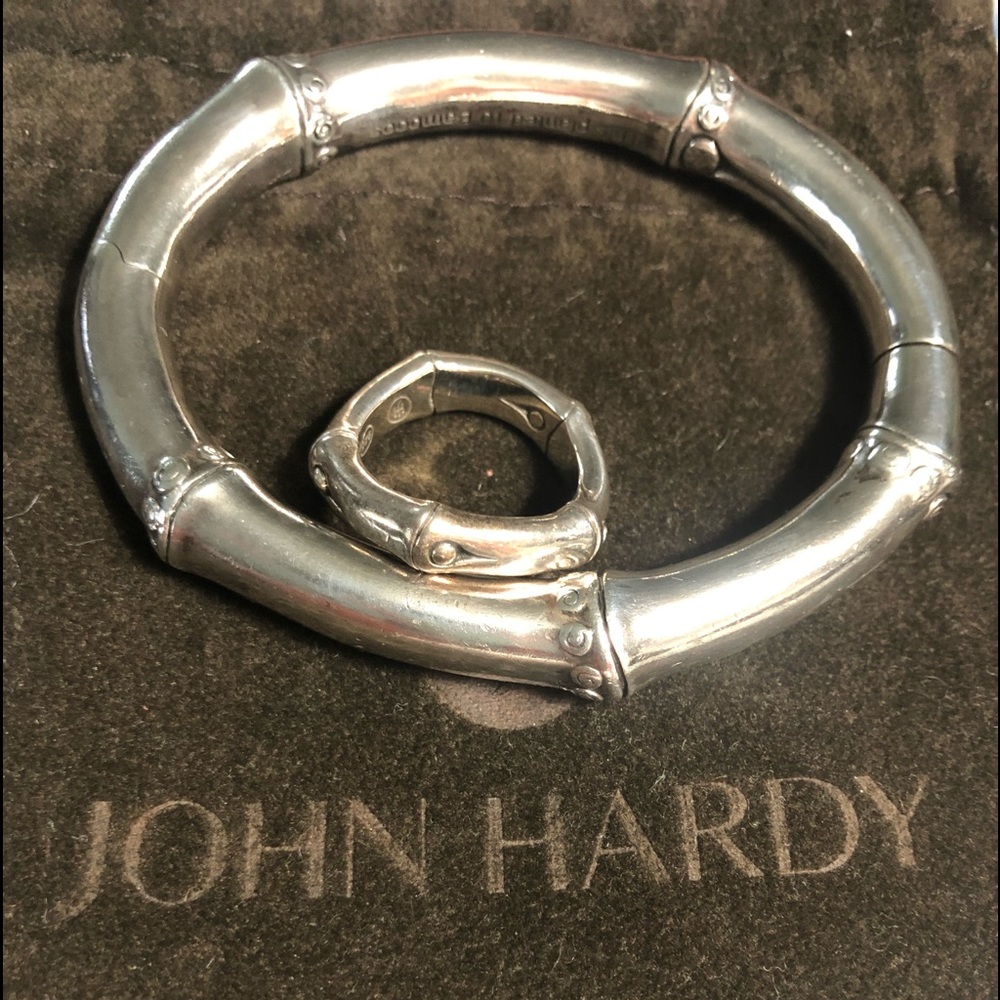 John Hardy bracelet and matching ring, bamboo collection